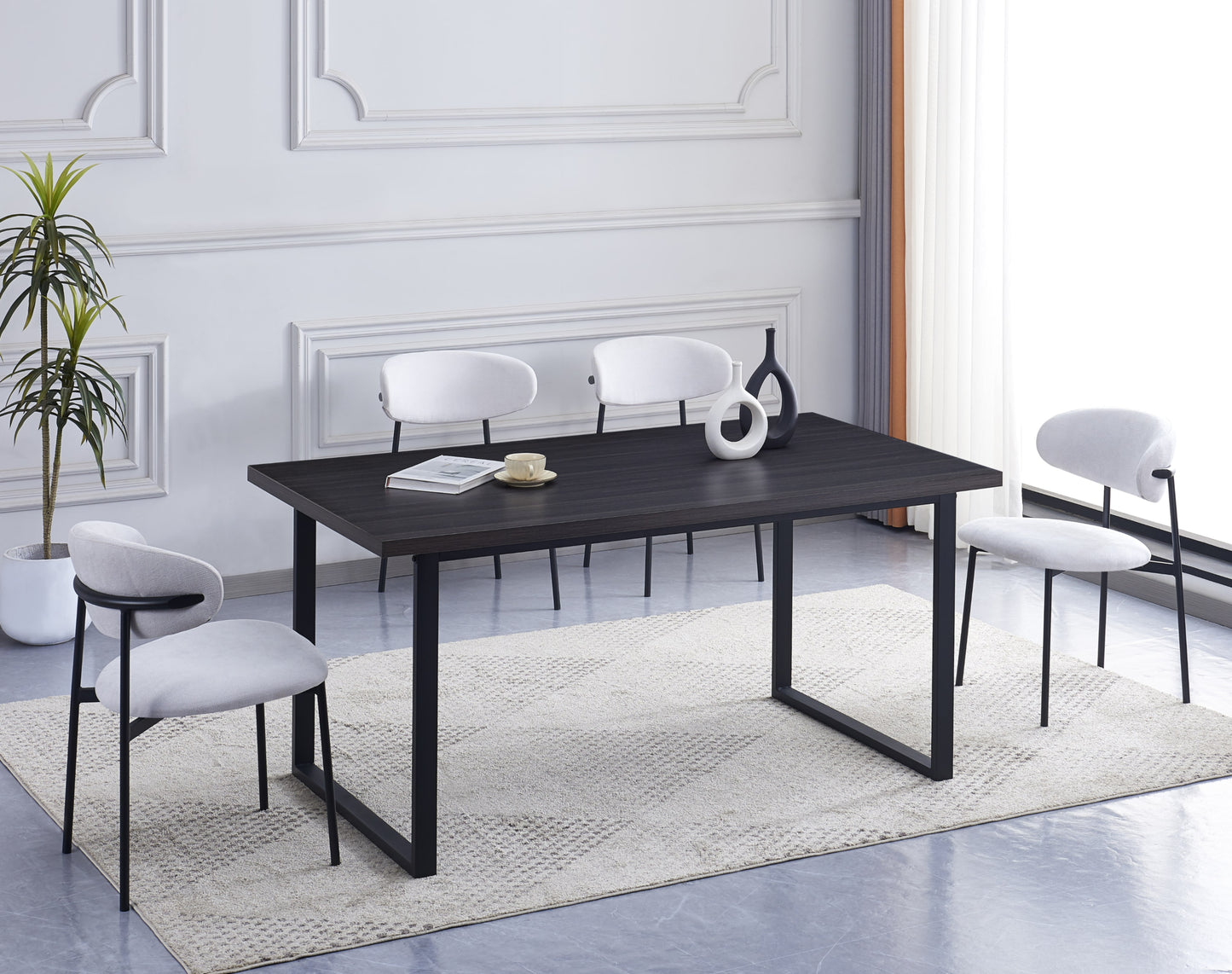 Table Belgrade – Pieds métal noir et plateau 160x90x75 cm