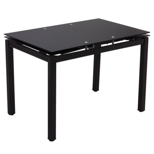 Table extensible Bora – Pieds noirs et plateau noir 110/170x70x75 cm