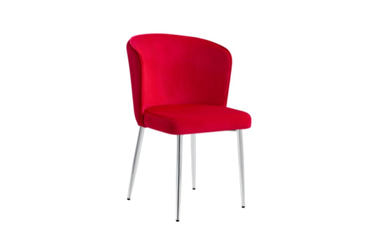 Chaise Diana en Velours Fuchsia avec Pieds Chromés – Élégance et Confort