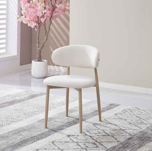Chaise Lucile en Tissu Beige avec Pieds Effet Bois – Confort et Élégance