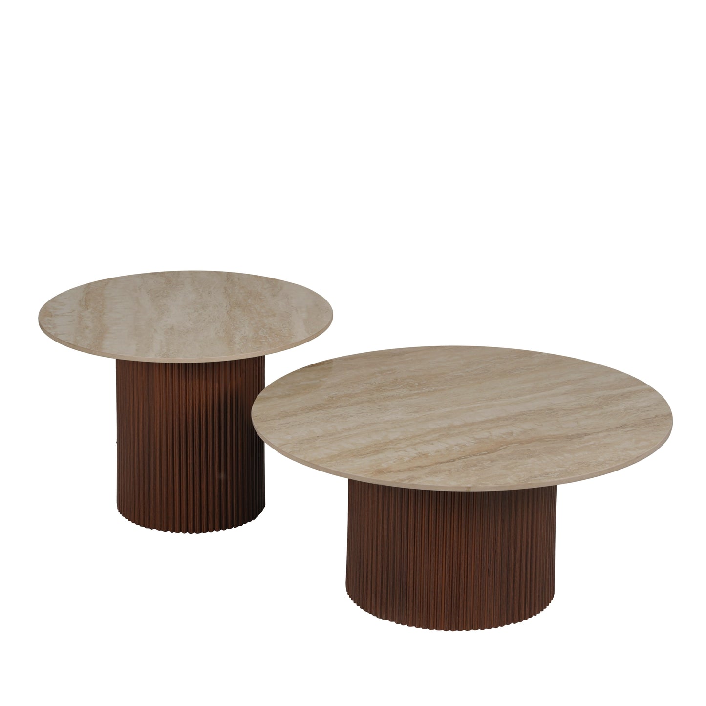 Table Basse Mina – Plateau en Céramique Effet Travertin Brillant