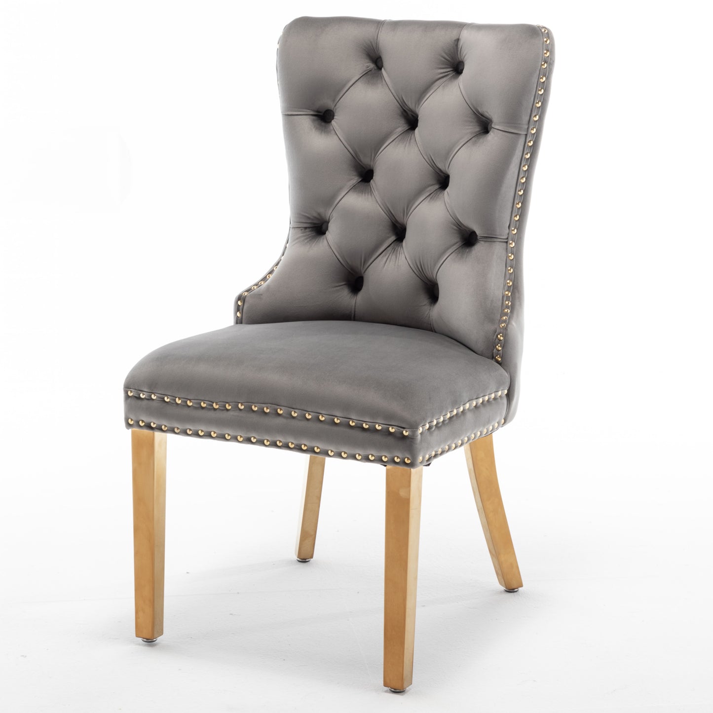 Chaise Poignée Rectangle en Velours Anthracite avec Pieds Dorés – Chic et Confort