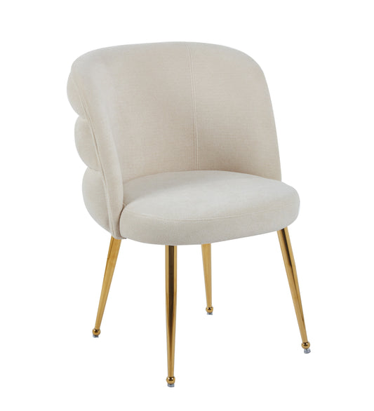 Chaise Sacha en Tissu Effet Lin avec Pieds Dorés – Élégance et Confort