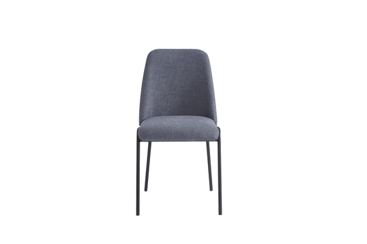 Chaise Cali en Tissu Effet Lin Anthracite avec Pieds Métal Noir – Confort et Modernité