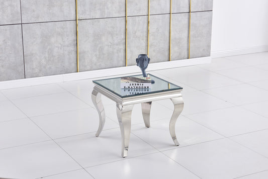 Guéridon Baroque Chrome – Plateau Miroir 50x50 cm