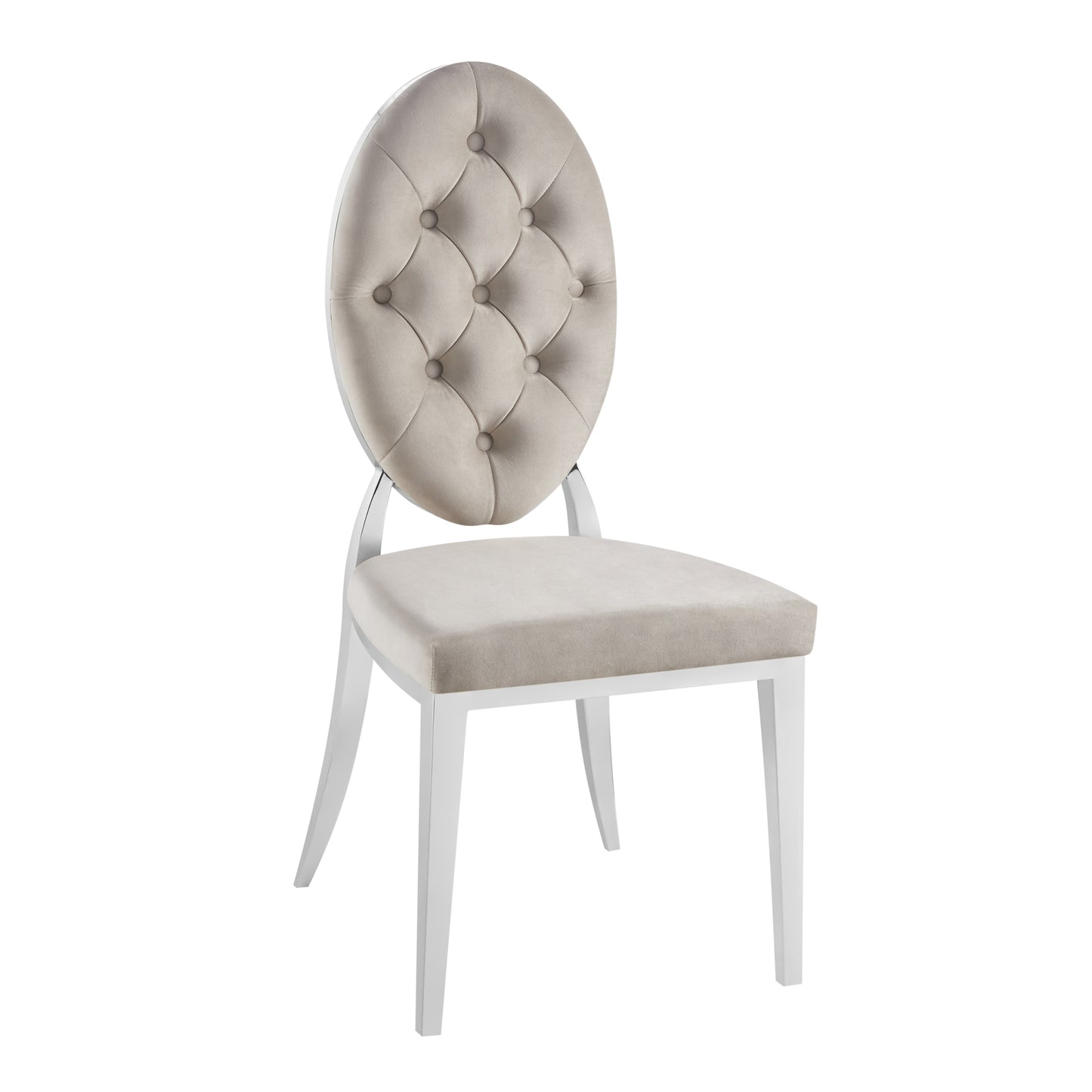 Chaise Médaillon Capitonnée en Velours Noir avec Pieds Chromés – Luxe et Élégance