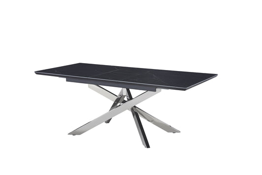 Table extensible Agathe – Plateau céramique et pieds design 160/200x90x75 cm