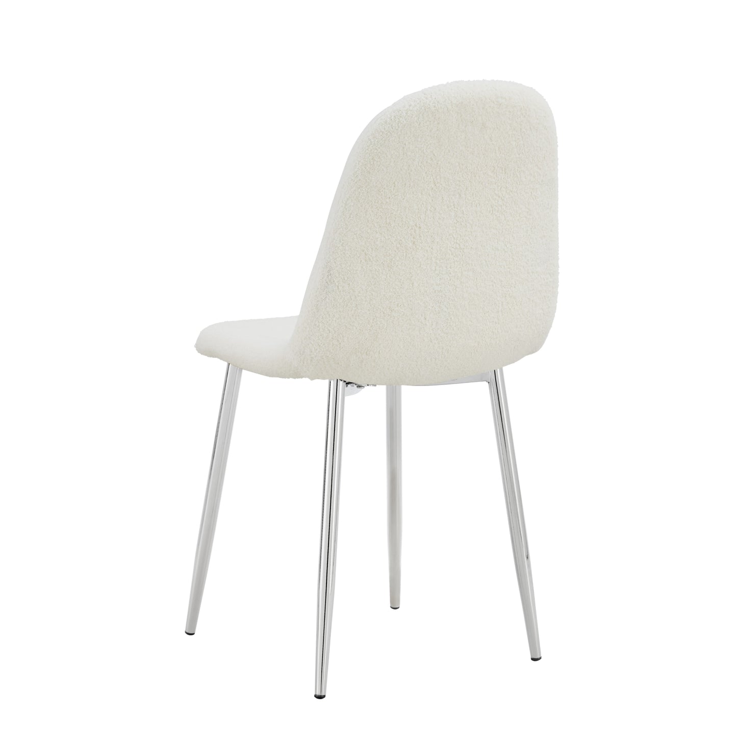 Chaise Scandinave en Tissu Doudou avec Pieds Chromés – Douceur et Modernité