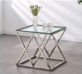 Guéridon Triangle Chrome – Plateau 50x50 cm