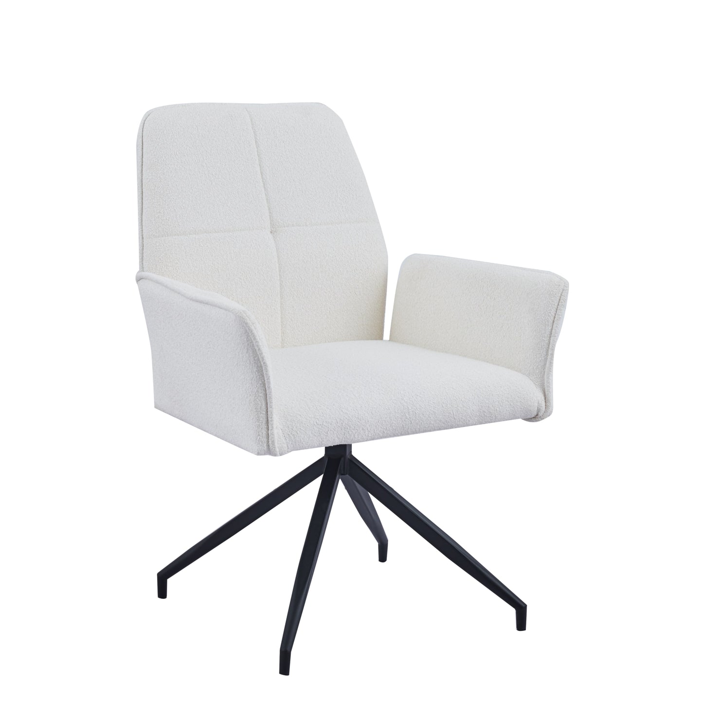 Chaise Pivotante Lutetia en Tissu Écru avec Pieds Métal Noir – Confort et Mobilité